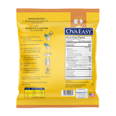 Back of OvaEasy whole egg crystals 1.75 pound pouch.